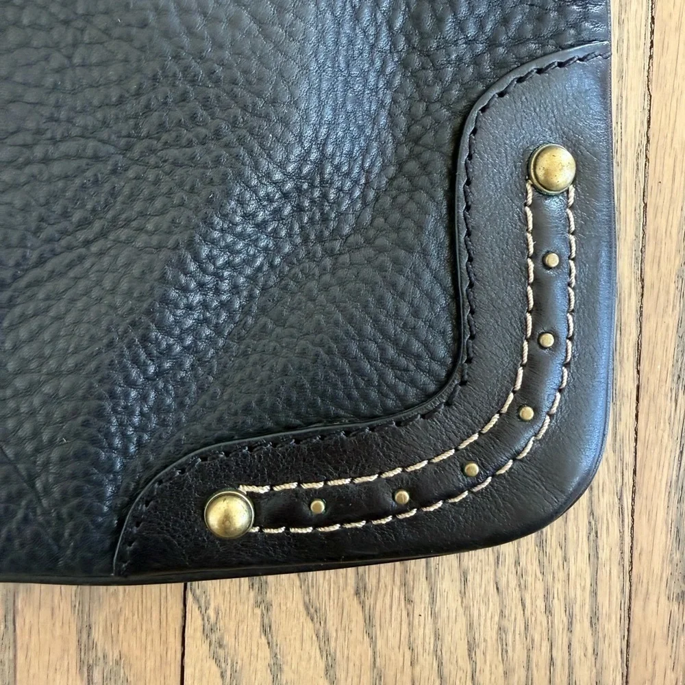 Michael Kors Black Leather Shoulder Purse with Braided Strap and Gold Detailing